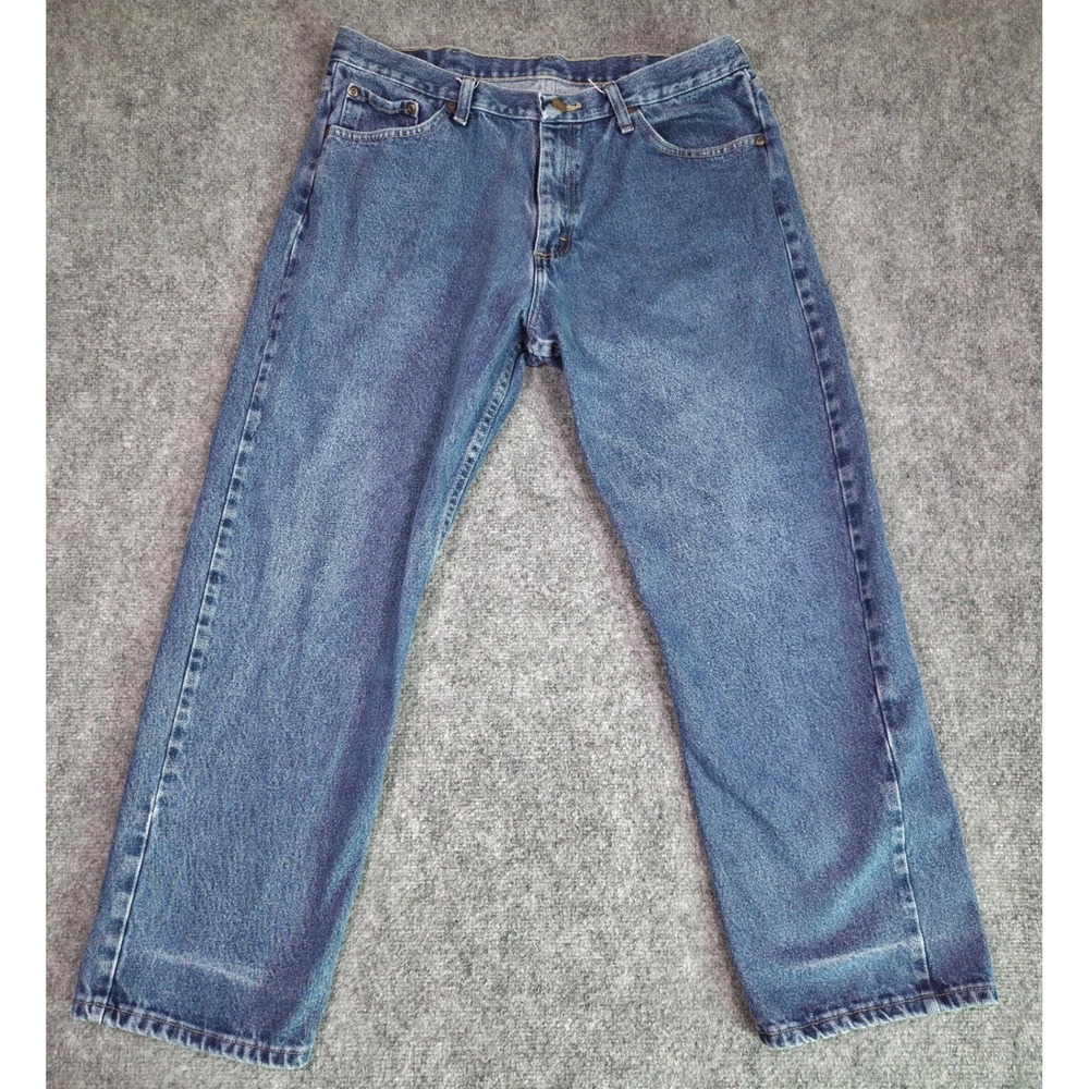 Wrangler Regular Fit Jeans Mens 35x28 Blue Denim Straight Leg 97601DR